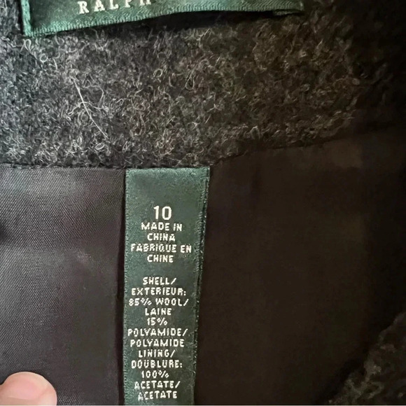 Lauren Ralph Lauren Military Jacket Wool Black Cropped Button Checkered Size 10 - Picture 9 of 16